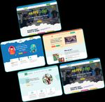 A collage of modern childcare website designs featuring colorful layouts and engaging visuals for child care centers.
