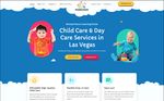 Modern daycare website design for Romper Room Learning Center in Las Vegas with clear call-to-action buttons and bold layout.